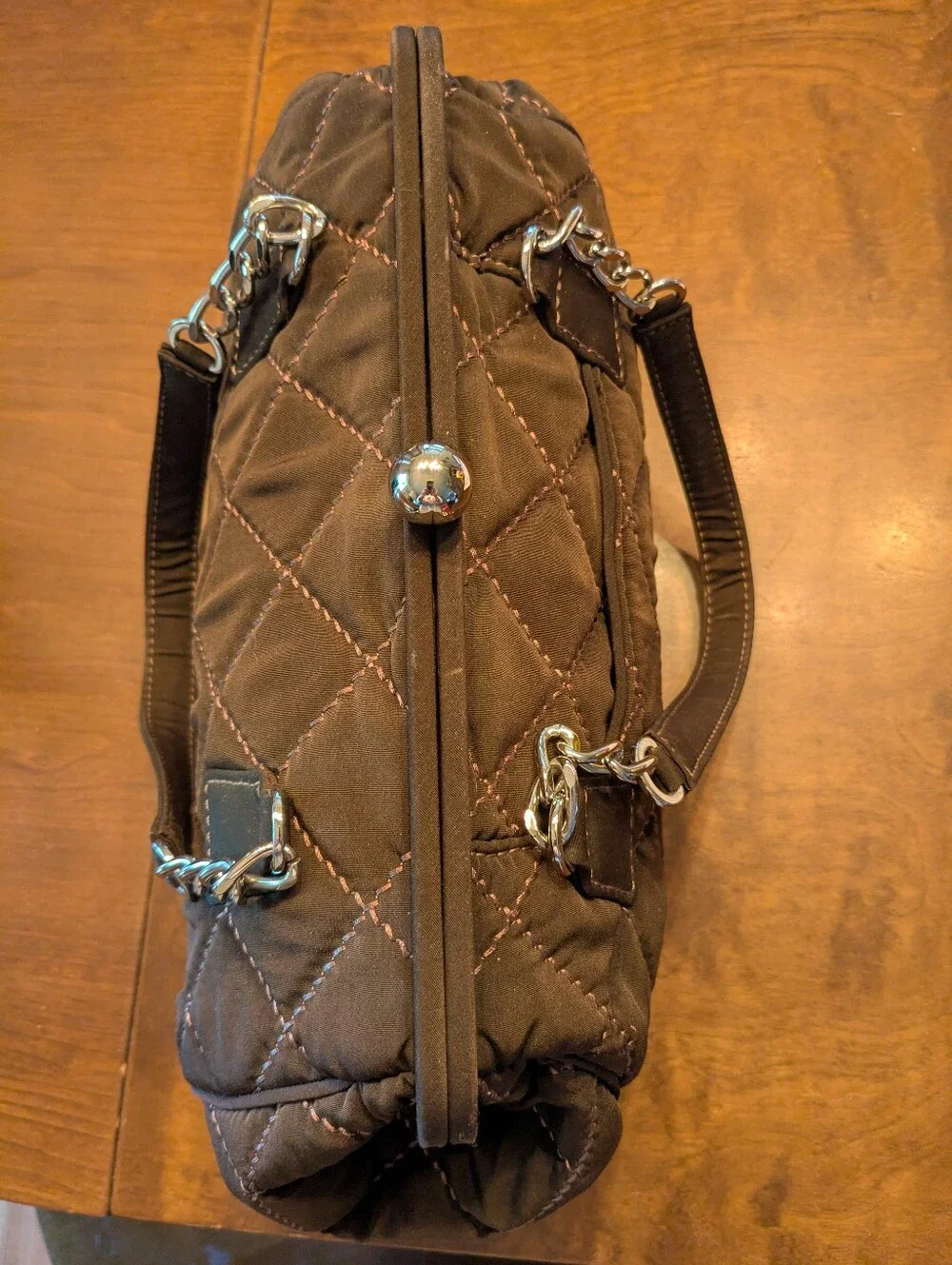 Vera Bradley Classic Espresso Brown Microfiber Satchel Bag